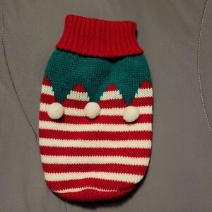 Festive Red and Green Striped Pet Sweater